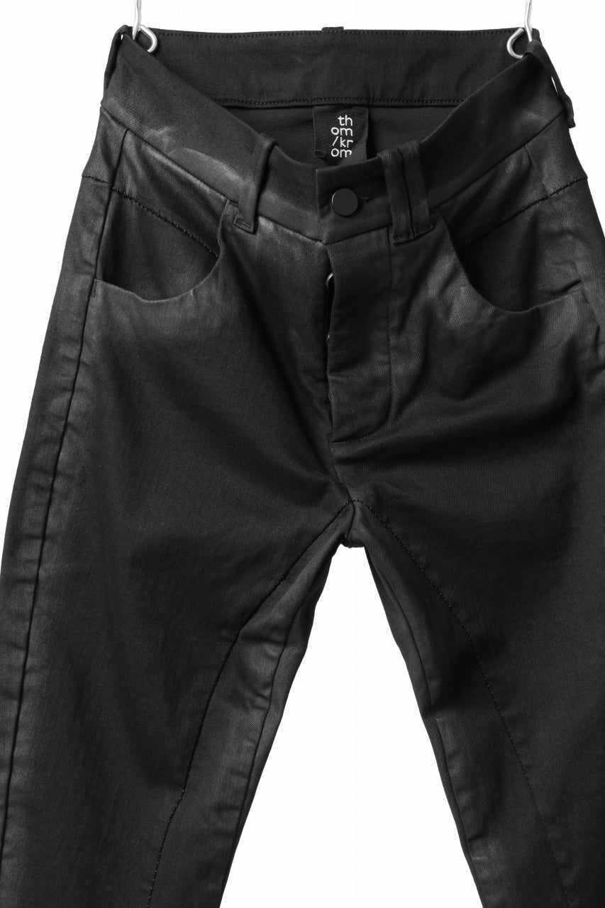 thomkrom SKINNY TROUSERS with CONTRAST SCAR STITCH / STRETCH DENIM (BLACK COATED)