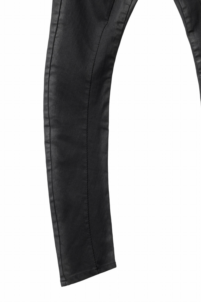 thomkrom SKINNY TROUSERS with CONTRAST SCAR STITCH / STRETCH DENIM (BLACK COATED)