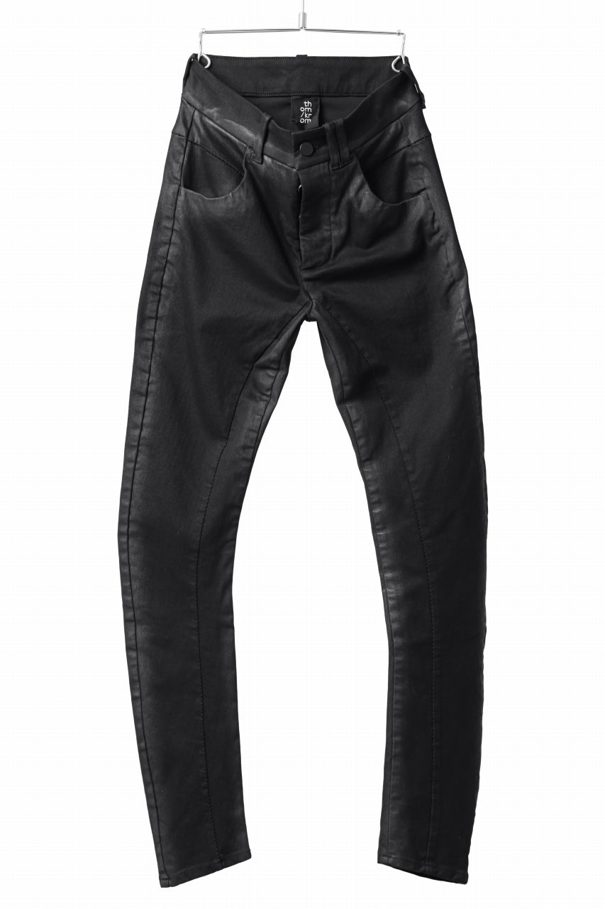 thomkrom SKINNY TROUSERS with CONTRAST SCAR STITCH / STRETCH DENIM (BLACK COATED)