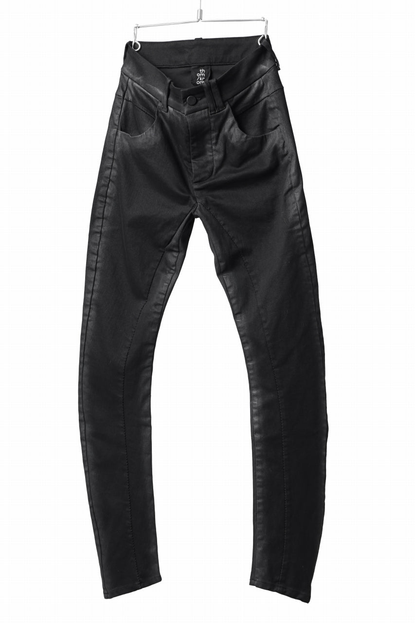 thomkrom SKINNY TROUSERS with CONTRAST SCAR STITCH / STRETCH DENIM (BLACK COATED)