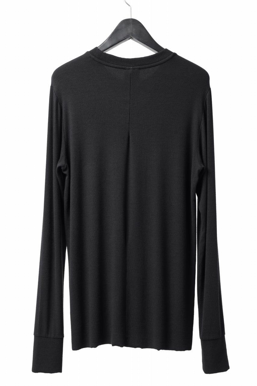 thomkrom ROUND NECK TOPS / STRETCH MIXED-UP RIB (BLACK)