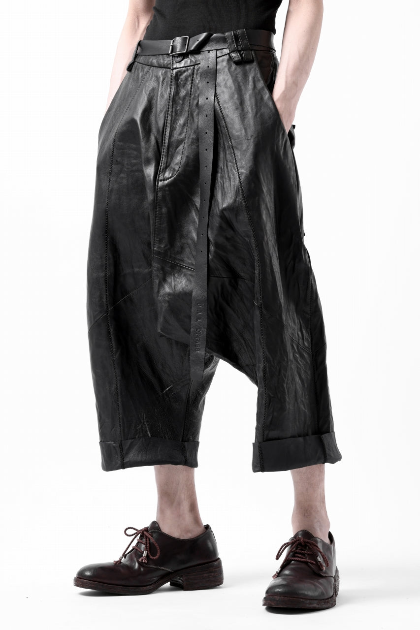 PAL OFFNER HANG LOOSE TROUSERS / LAMB LEATHER (BLACK)