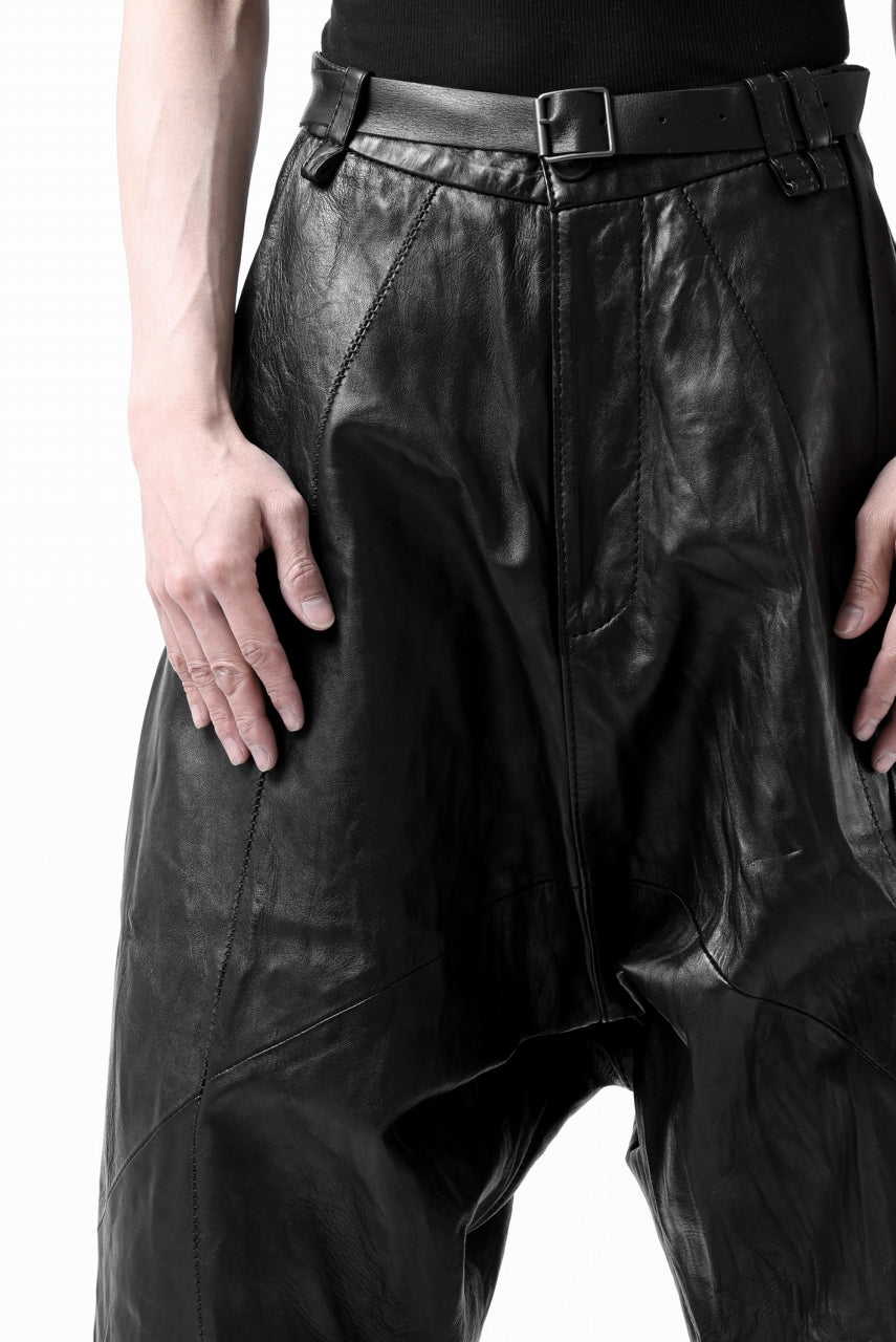 PAL OFFNER HANG LOOSE TROUSERS / LAMB LEATHER (BLACK)