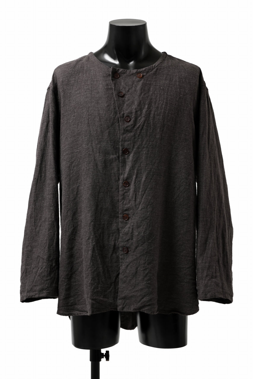 Load image into Gallery viewer, YUTA MATSUOKA exclusive round neck shirt / brushed linen canvas (brown)