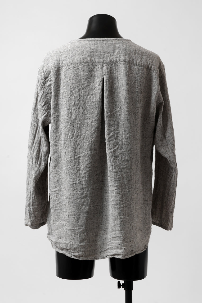YUTA MATSUOKA round neck shirt / dead stock slab linen (light grey)