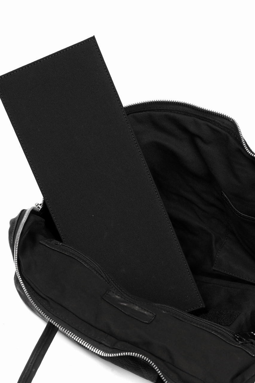 画像をギャラリービューアに読み込む, ISAMU KATAYAMA BACKLASH GYM BAG / Italy Shoulder + Steer OBJECT DYED (BLACK)