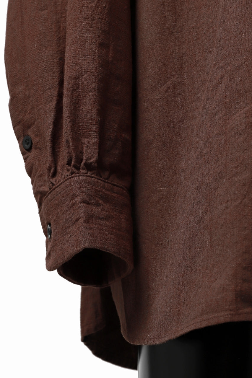 Load image into Gallery viewer, COLINA BANDED COLLAR WIDE SHIRT / HANDSPUN COTTON RUSTIC CHAMBRAY (RED CLAY)