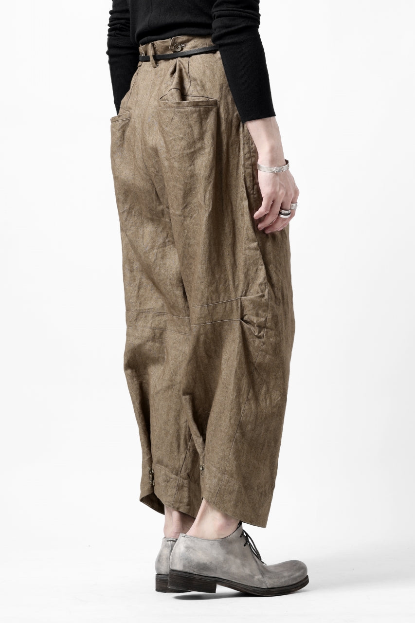 画像をギャラリービューアに読み込む, YUTA MATSUOKA 2 tucks wide trousers / sulfur dyed canvas linen (brown)