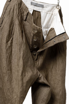 画像をギャラリービューアに読み込む, YUTA MATSUOKA 2 tucks wide trousers / sulfur dyed canvas linen (brown)