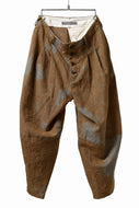 YUTA MATSUOKA 2 tucks wide taper cropped pants / mottled dyeing dead stock woven (gingham check)