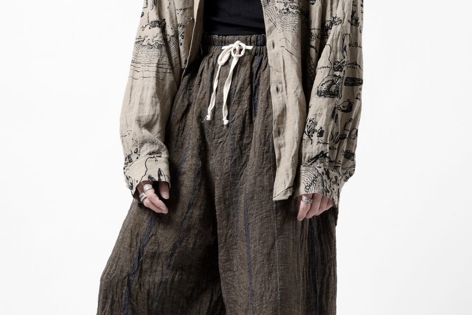 YUTA MATSUOKA buggy trousers / natural wrinkles linen (dark brown