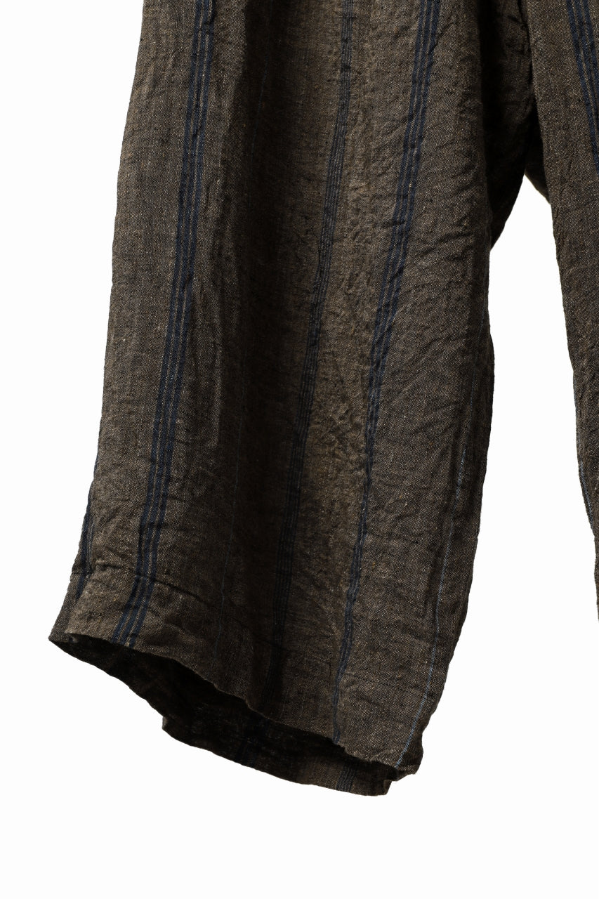 YUTA MATSUOKA buggy trousers / natural wrinkles linen (dark brown 