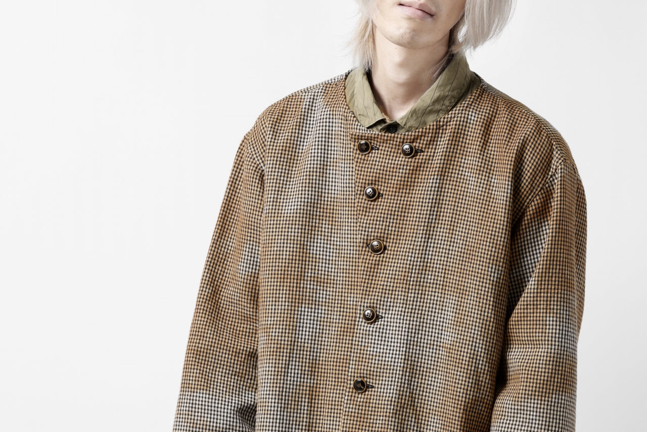 YUTA MATSUOKA exclusive round neck shirt / mottled dyeing dead stock woven (gingham check)