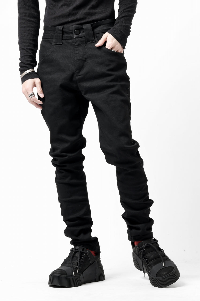 thom/krom SCAR-STITICHING DENIM PANTS / ONEWASH (BLACK)