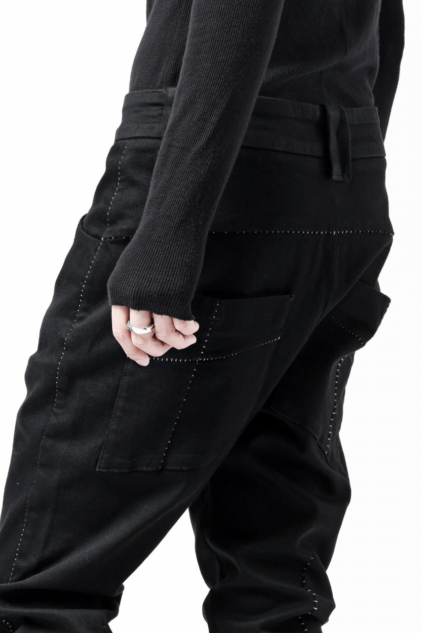 thom/krom SCAR-STITICHING DENIM PANTS / ONEWASH (BLACK)