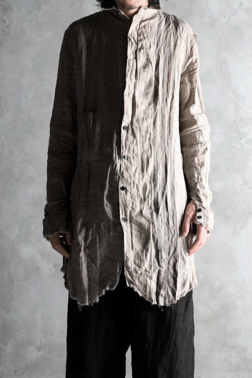 Aleksandr Manamis DARK SAND STRIPE LONG SHIRT