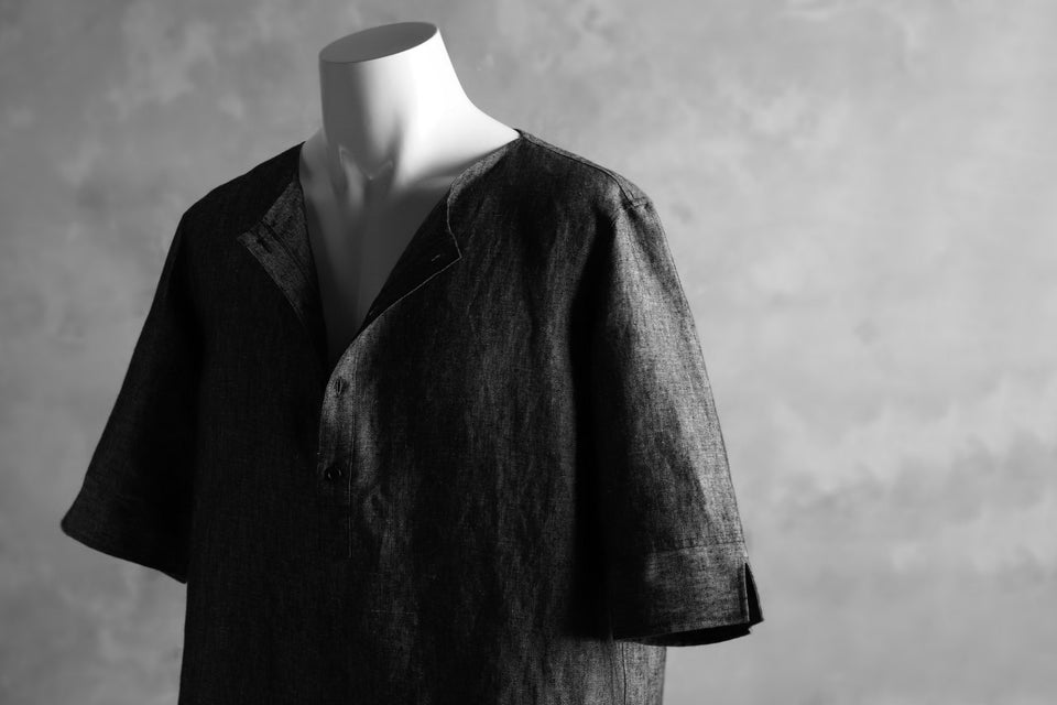 Load image into Gallery viewer, N/07 exclusive Henley Tunica Top [ Pure Linen Weave ] (BLACK)