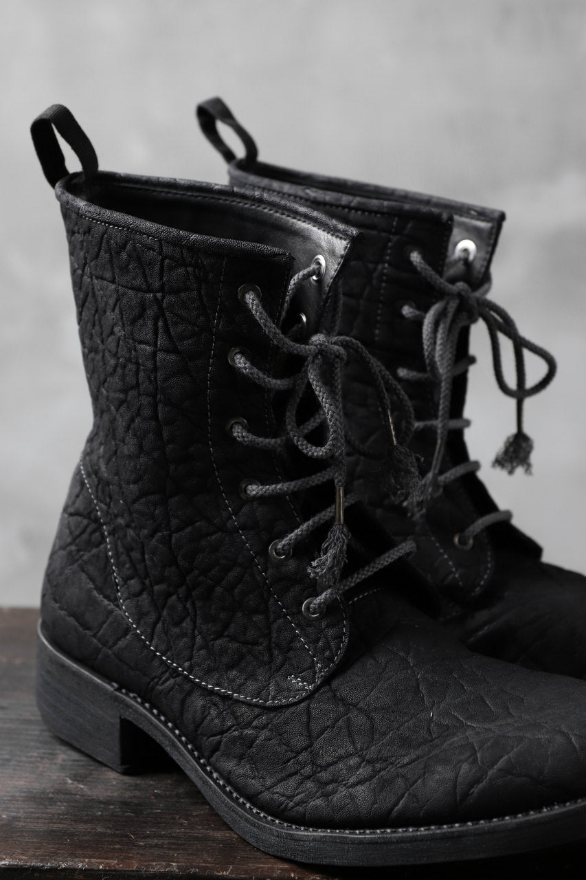 ierib exclusive LOGGER lace up boots / african elephant hand dyed (BLACK)