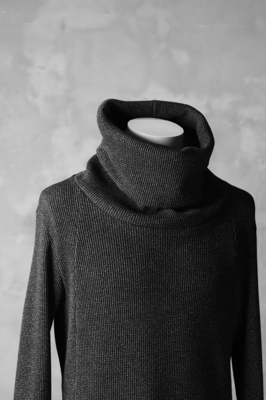 A.F ARTEFACT exclusive DUSTY WAFFLE DRAPED HIGH NECK TOPS (MELANGE BLACK)