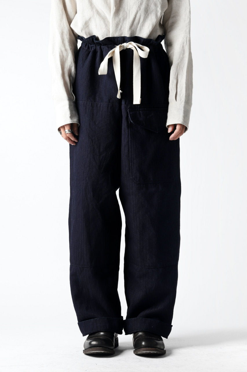 sus-sous wide trousers MK-1 / C65L35 stripe twill (INDIGO CHARCOAL)