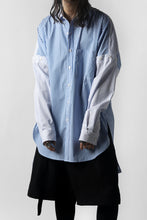画像をギャラリービューアに読み込む, KAZUYUKI KUMAGAI Paneled Shirt Detachable-Detail / Stretch Stripe (S.BLUE)
