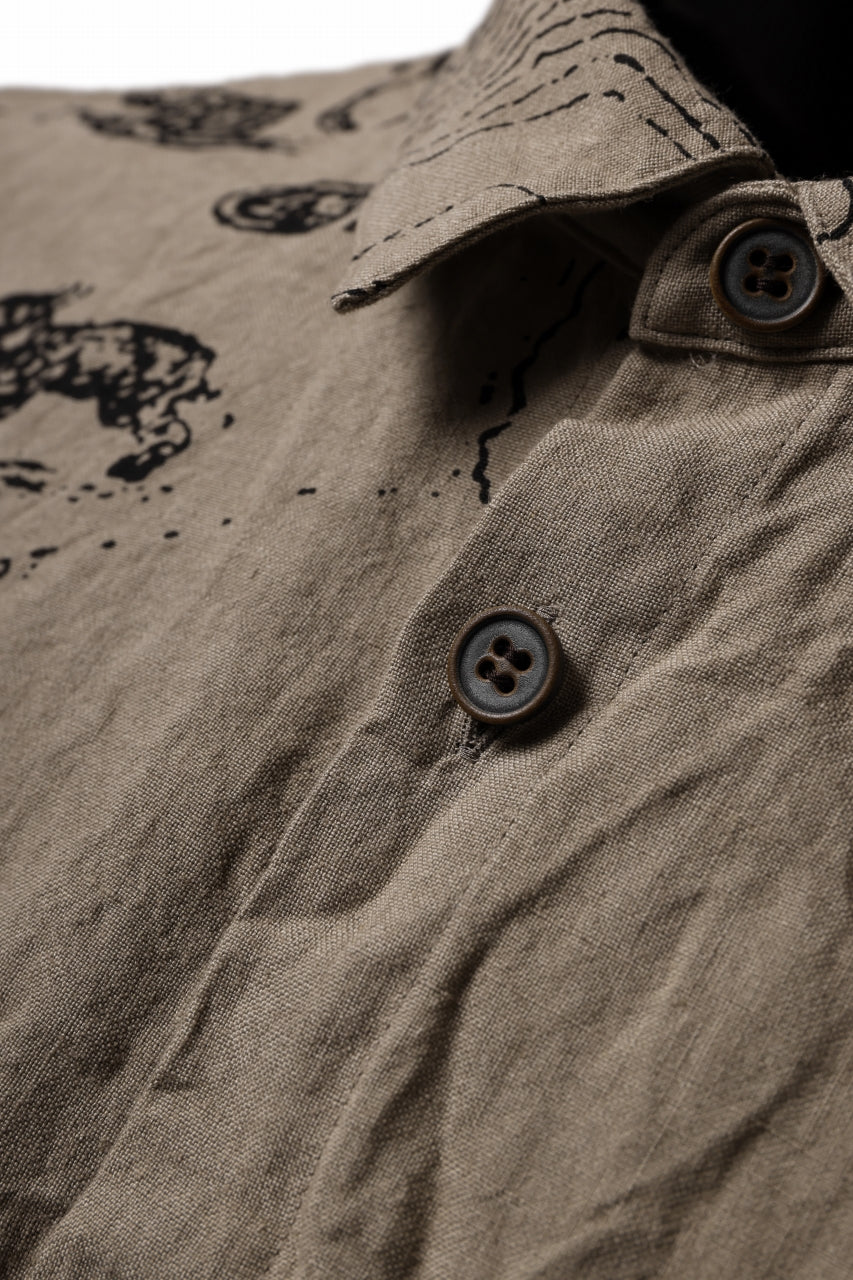 画像をギャラリービューアに読み込む, YUTA MATSUOKA plain shirt / washer linen untique print (beige)