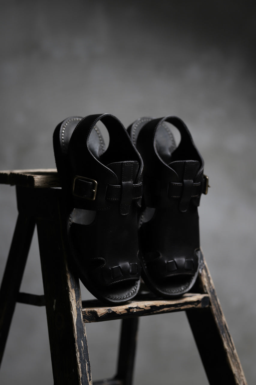 sus-sous sandal shoes / italy oiled cow leather *hand dyed (BLACK BROWN)