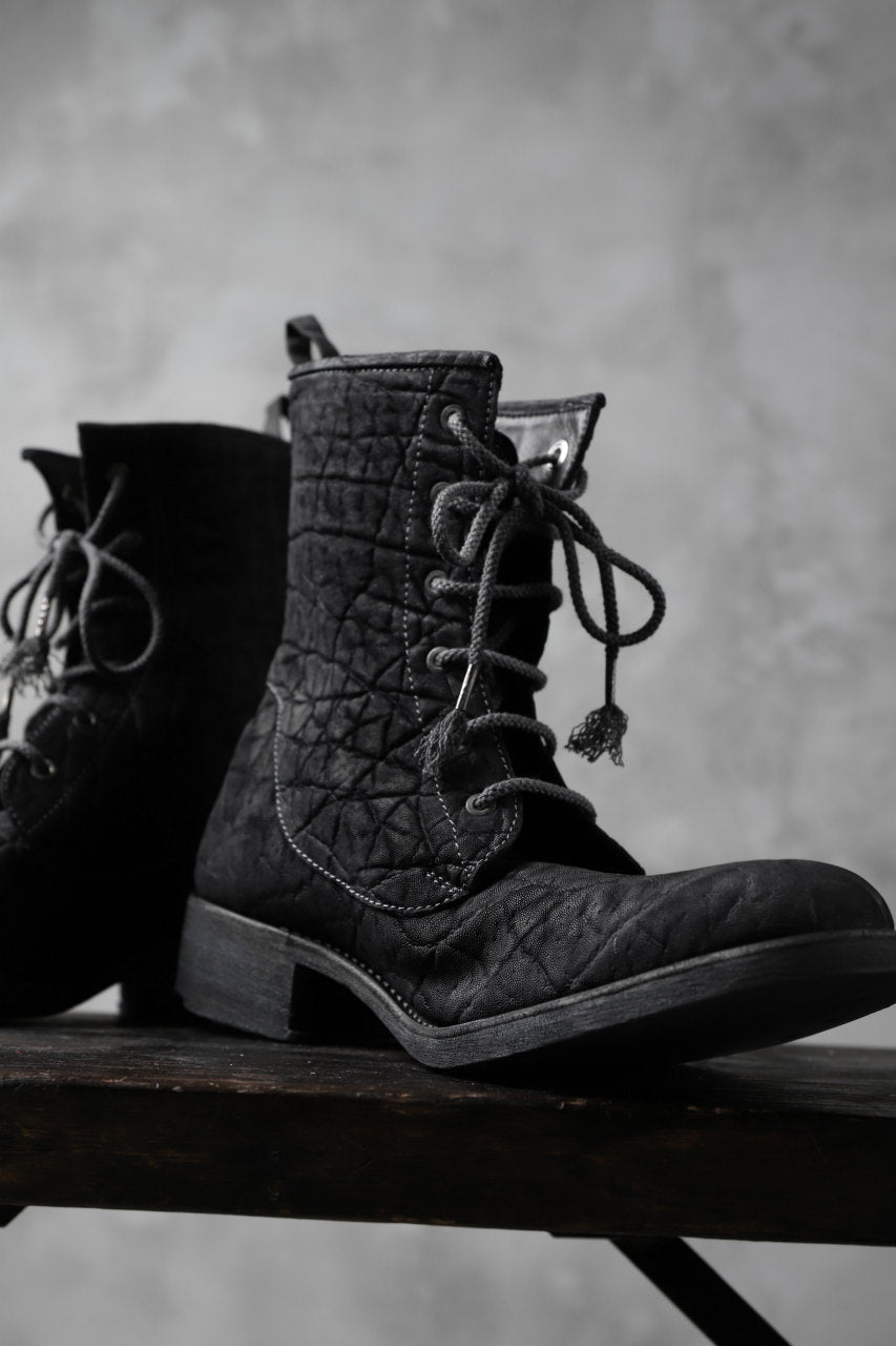 ierib exclusive LOGGER lace up boots / african elephant hand dyed (BLACK)