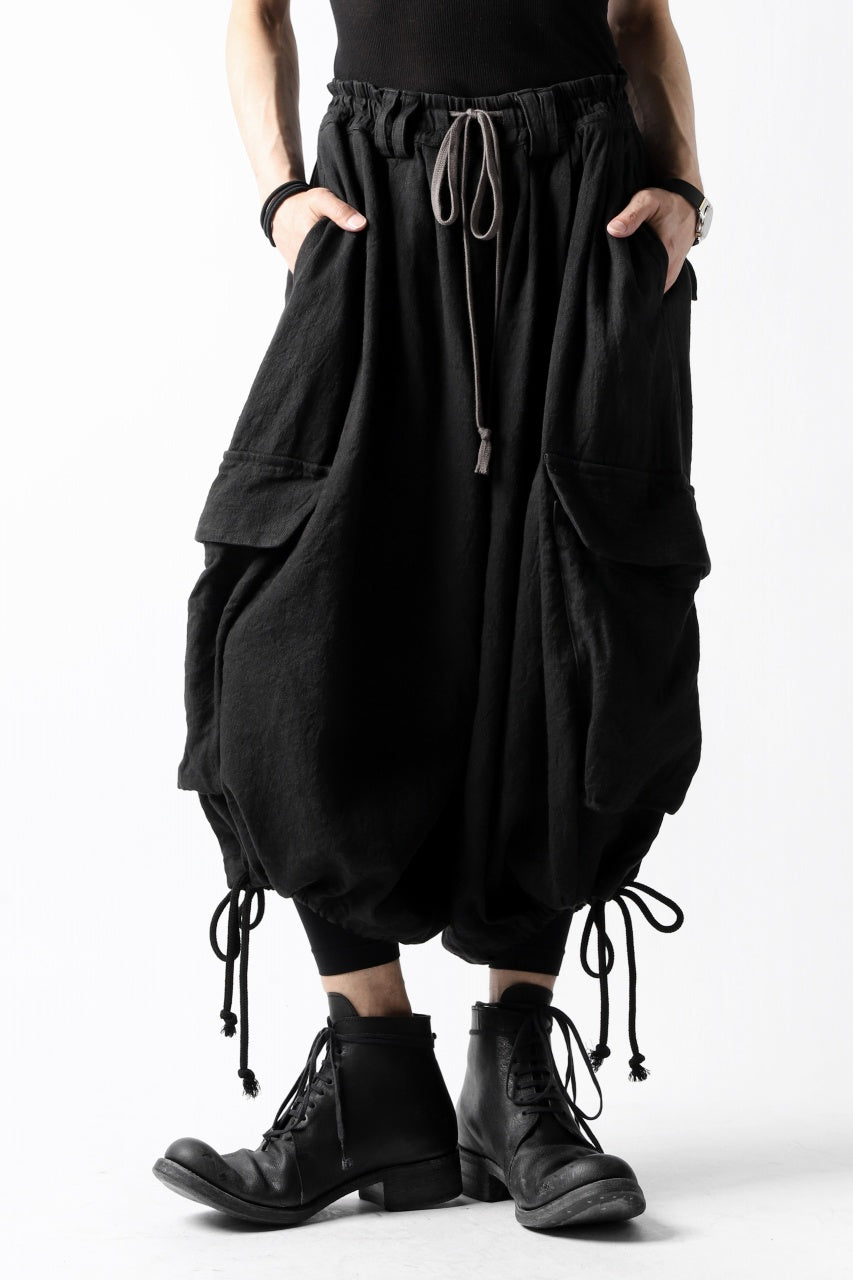 画像をギャラリービューアに読み込む, A.F ARTEFACT DRAWSTRING-HEM WIDE CARGO PANTS (BLACK)