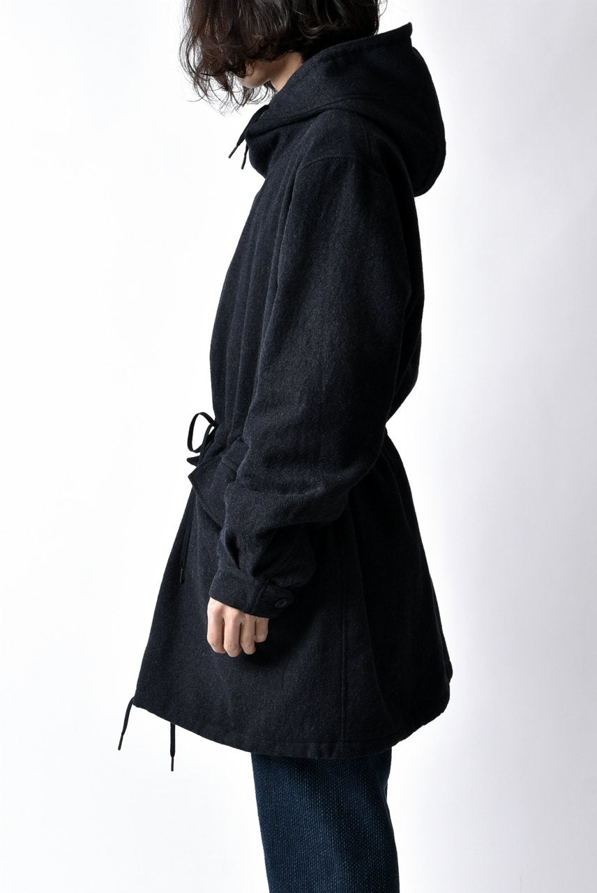 Load image into Gallery viewer, sus-sous anorak middle coat / sharkskin wool (DEEP NAVY)