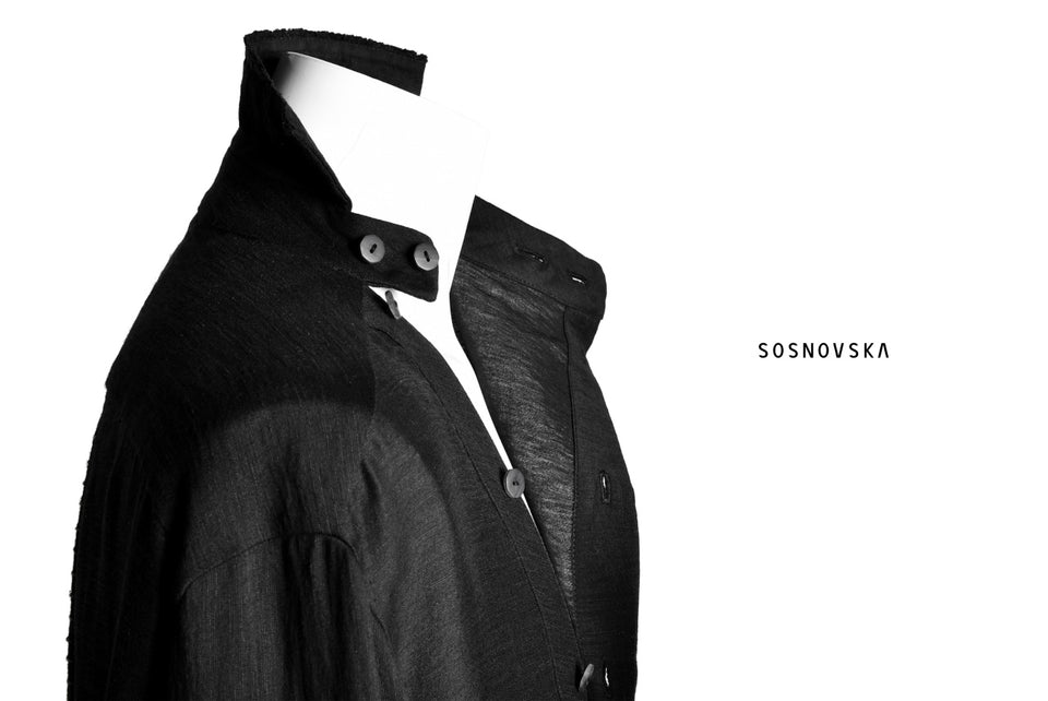 画像をギャラリービューアに読み込む, SOSNOVSKA DIAGONAL FLY LONG SHIRT (BLACK)