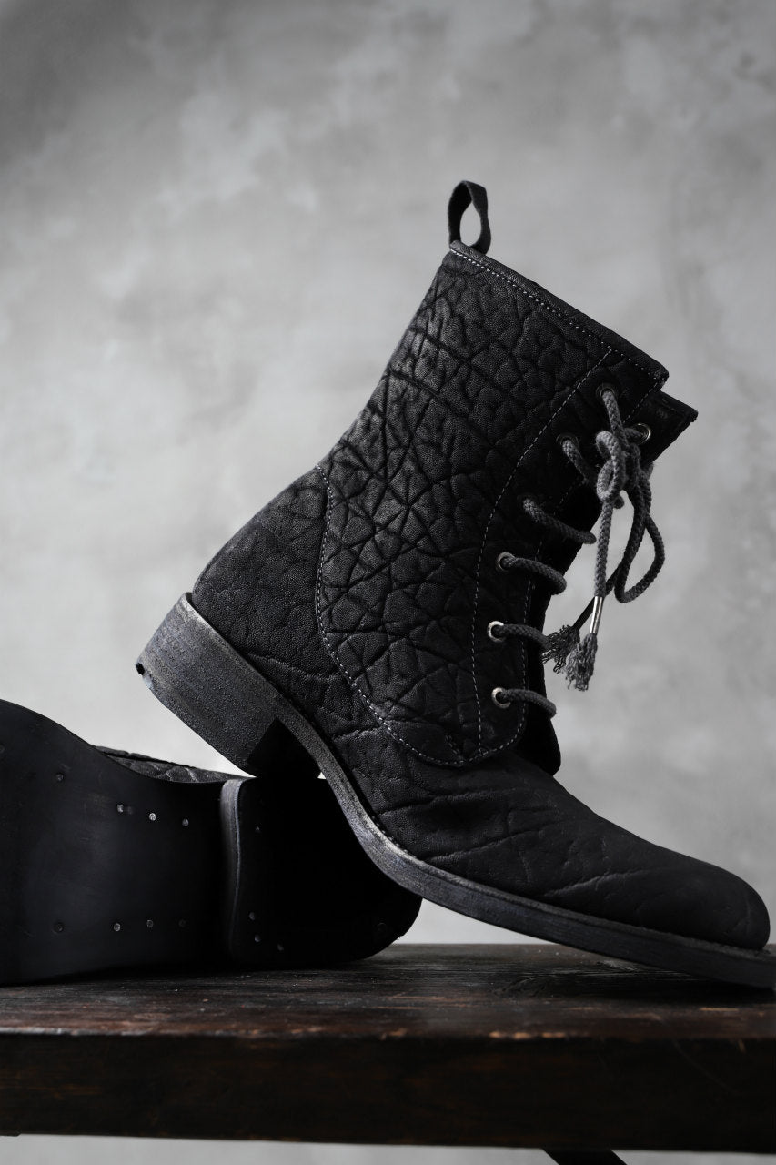 ierib exclusive LOGGER lace up boots / african elephant hand dyed (BLACK)