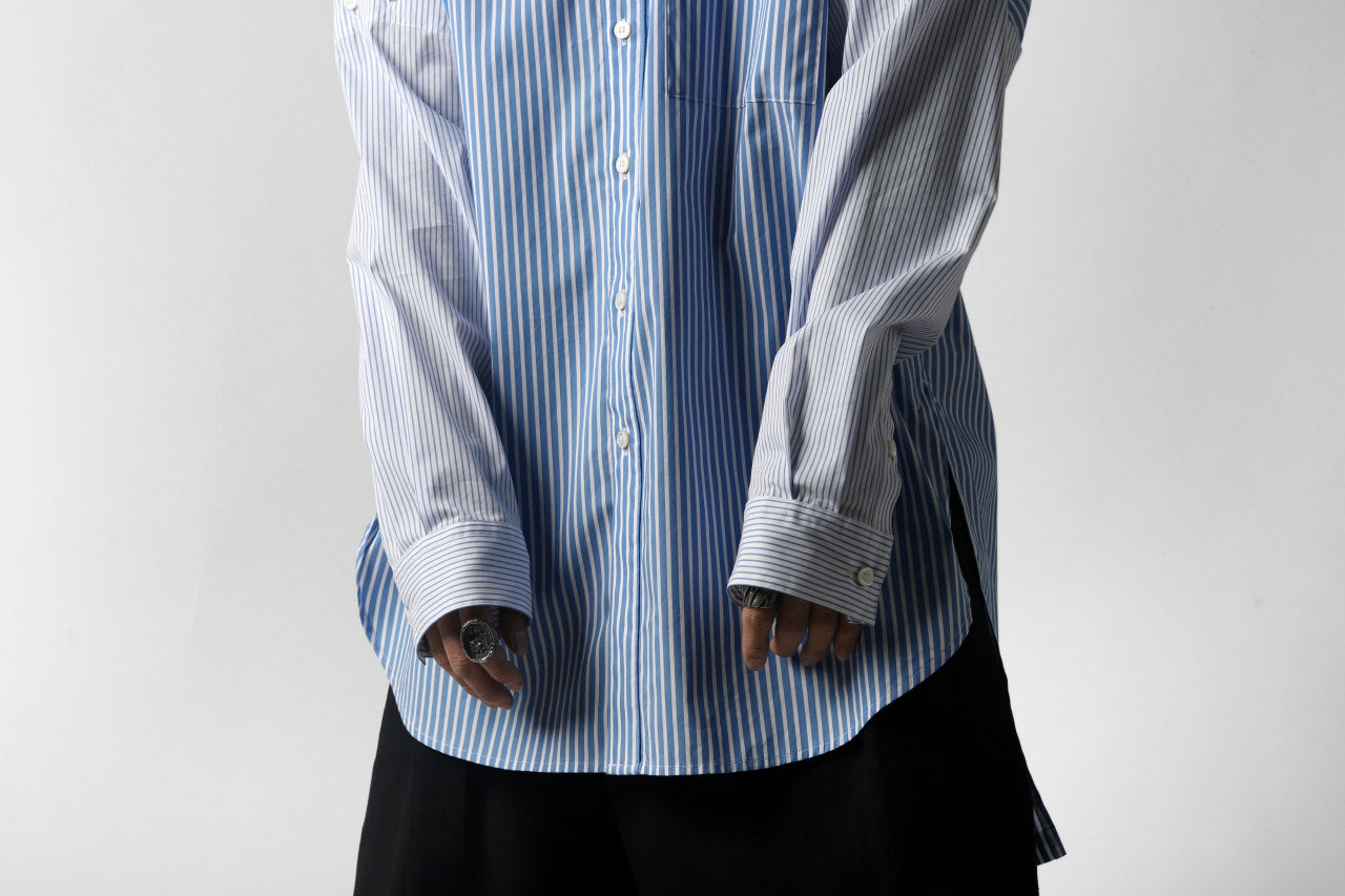 KAZUYUKI KUMAGAI Paneled Shirt Detachable-Detail / Stretch Stripe (S.BLUE)