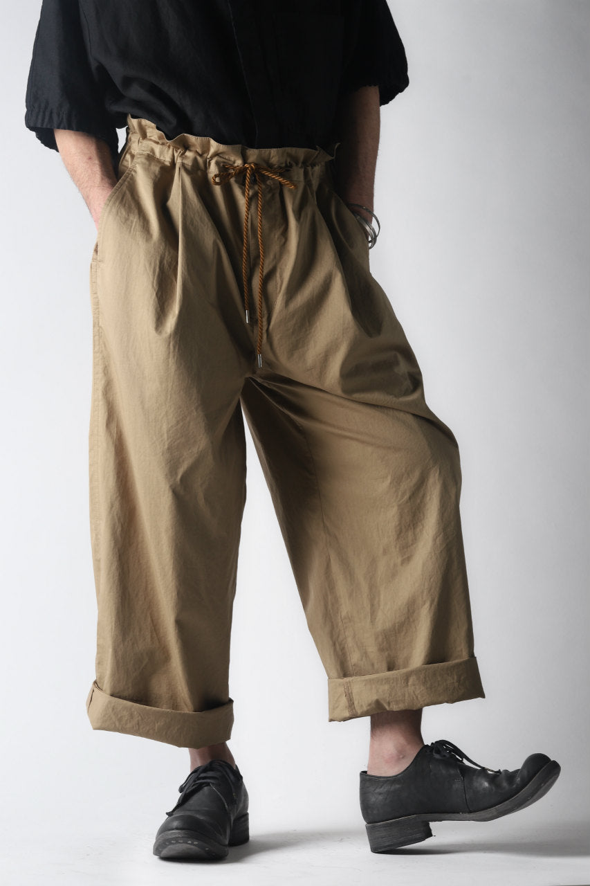 KAZUYUKI KUMAGAI High Waist Easy Wide Trousers / High Density Satin (CAMEL)