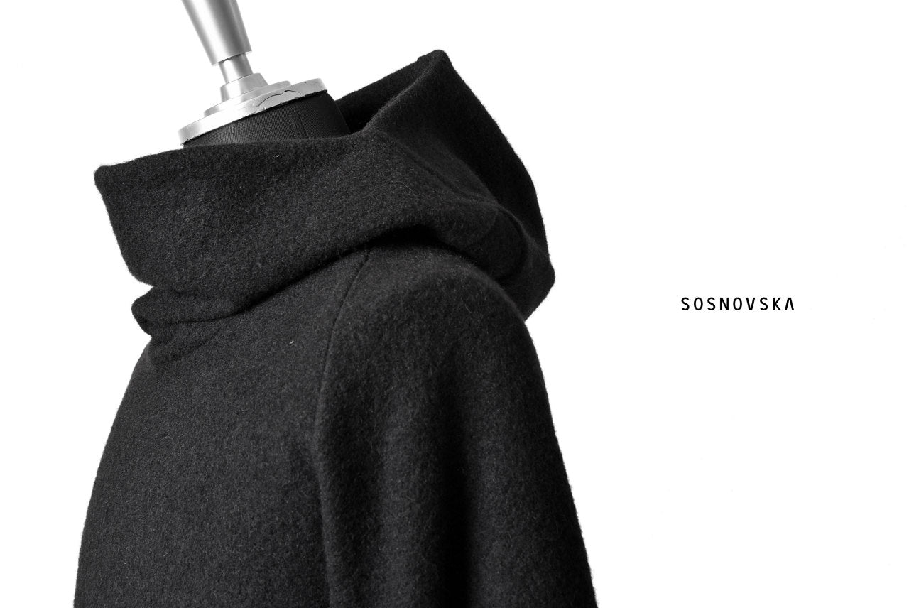 SOSNOVSKA exclusive DRAPED COCOON LONGSLEEVE HOODIE KNIT (BLACK STRIPE)