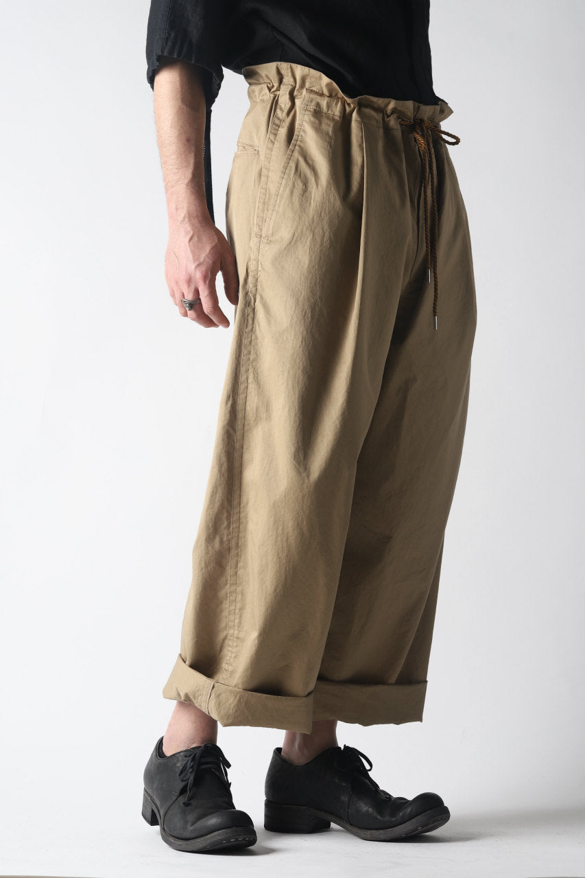 KAZUYUKI KUMAGAI High Waist Easy Wide Trousers / High Density Satin (CAMEL)