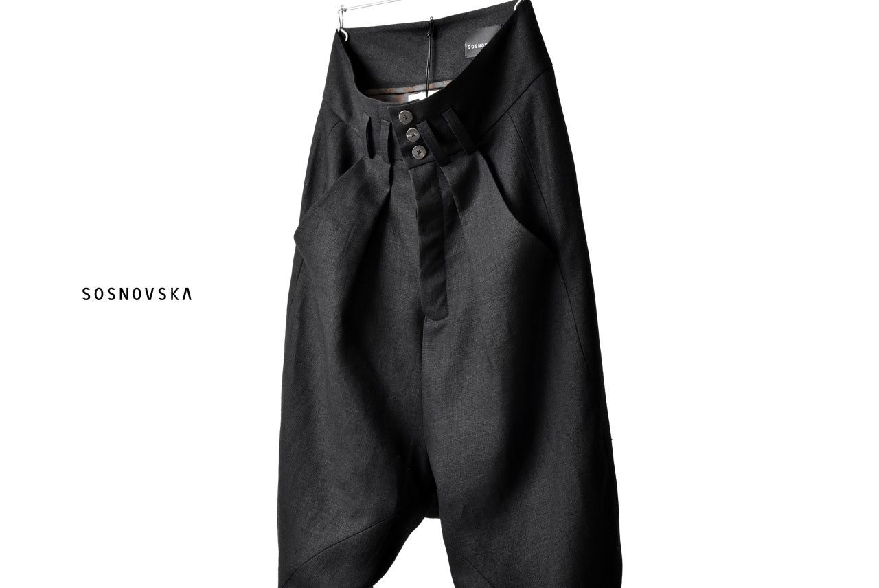 SOSNOVSKA exclusive CLOWN STYLE LINEN PANTS (BLACK)