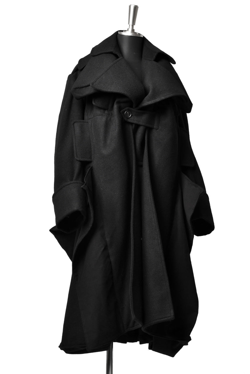 Yohji Yamamoto DOUBLE DEFORMED TRENCH COAT (BLACK)