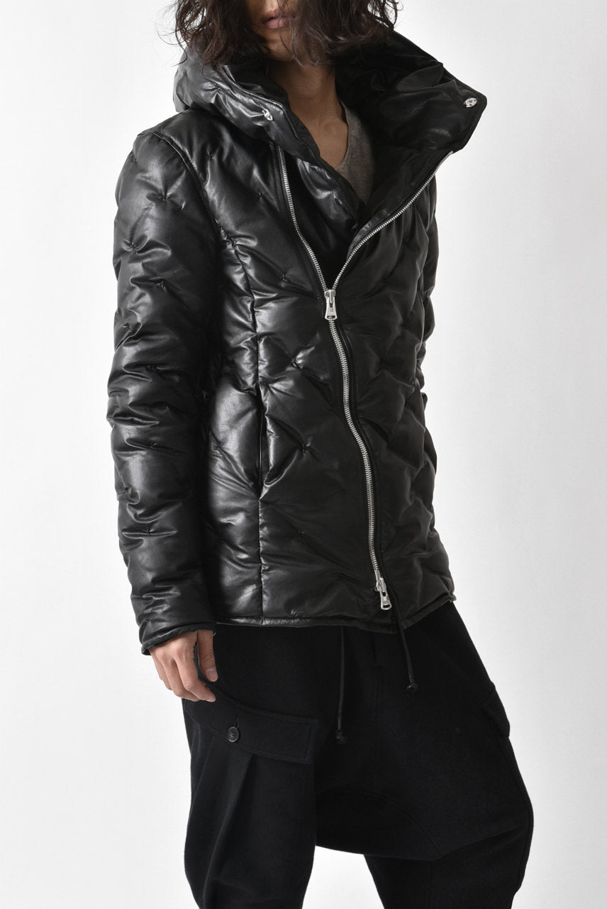 ISAMU KATAYAMA BACKLASH HOODED DOWN JACKET / [KANGAROO LEATHER / POLAND WHITE GOOSE] (BLACK)