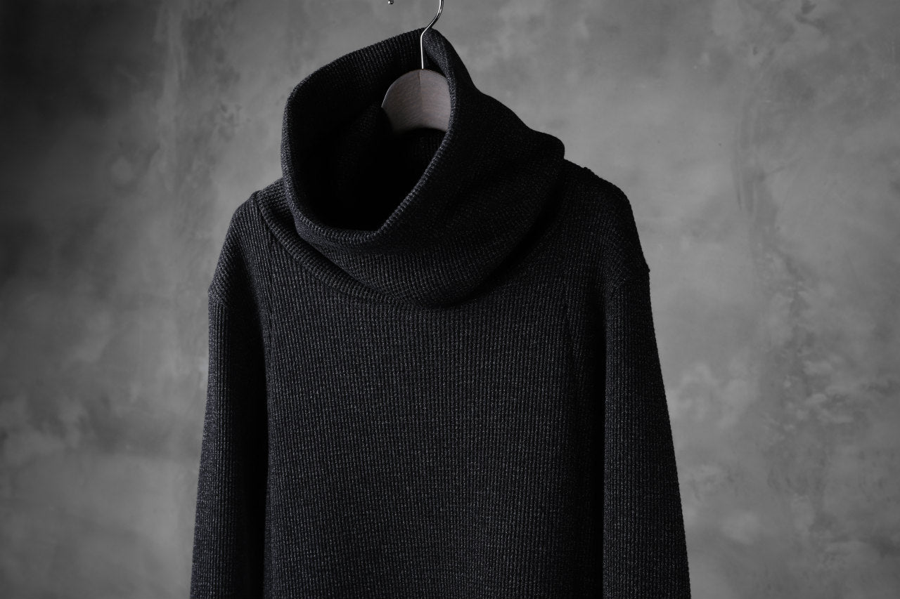 A.F ARTEFACT exclusive DUSTY WAFFLE DRAPED HIGH NECK TOPS (MELANGE BLACK)