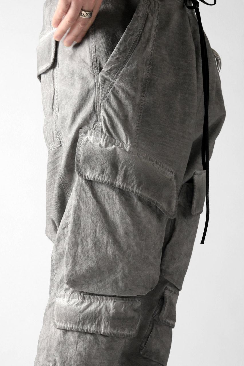 A.F ARTEFACT SWITCHING CROPPED CARGO SAROUEL / DYED COMBI FABRIC (GREY)