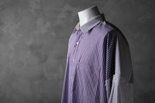 画像をギャラリービューアに読み込む, KAZUYUKI KUMAGAI Paneled Shirt Detachable-Detail / Stretch Stripe (S.PURPLE)