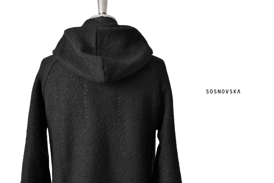 画像をギャラリービューアに読み込む, SOSNOVSKA exclusive DRAPED COCOON LONGSLEEVE HOODIE KNIT (BLACK STRIPE)