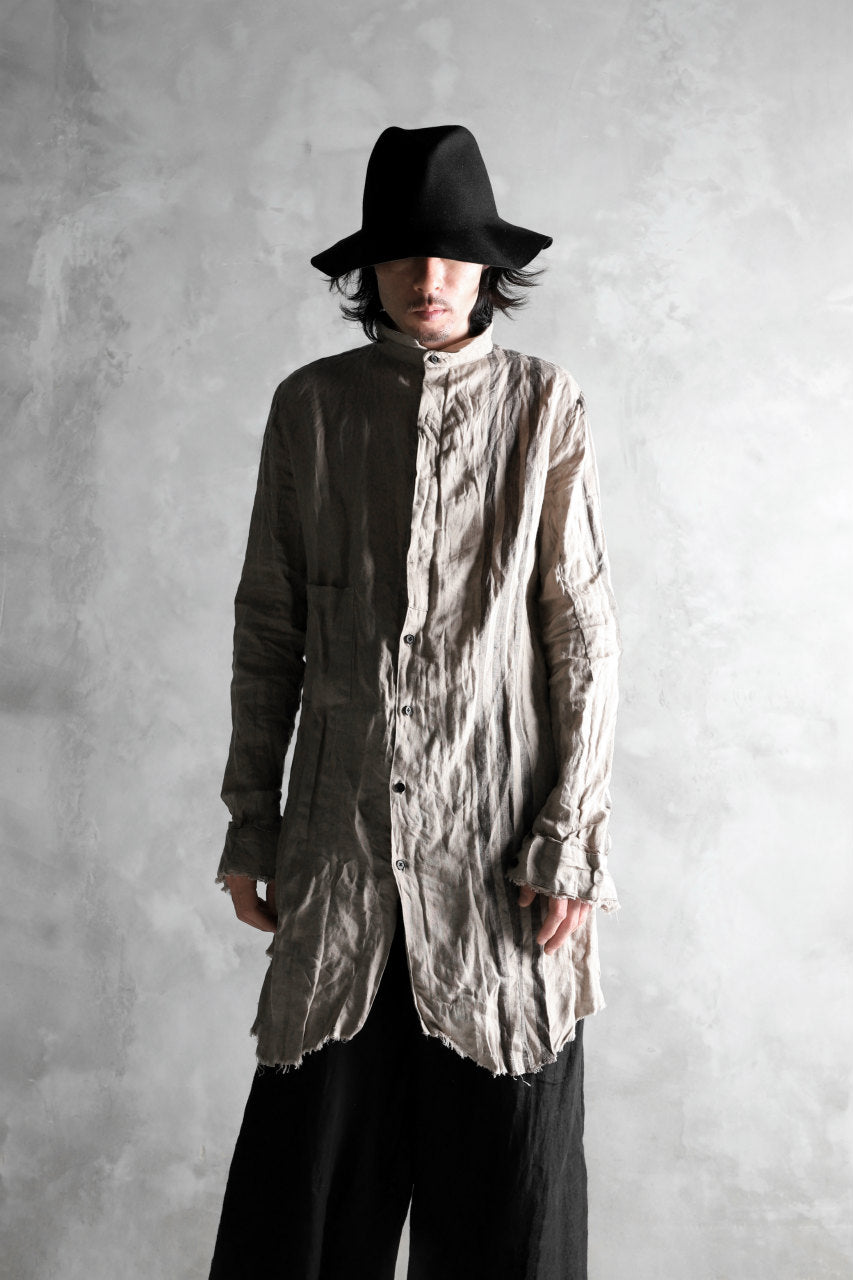 Load image into Gallery viewer, Aleksandr Manamis DARK SAND STRIPE LONG SHIRT