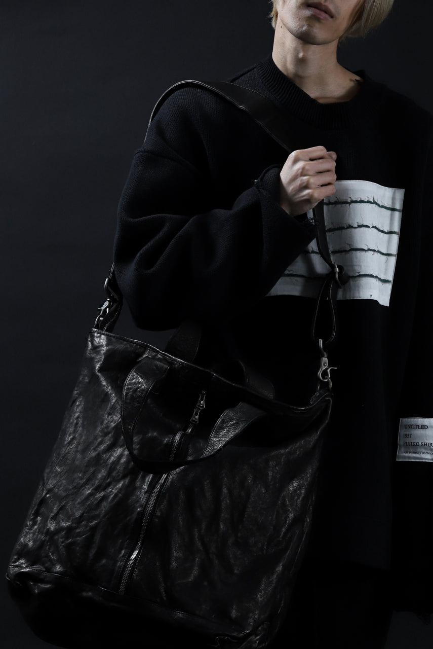 Load image into Gallery viewer, ISAMU KATAYAMA BACKLASH 2WAY ZIP BAG / ITALY SHOULDER OBJECT DYED (BLACK) ※