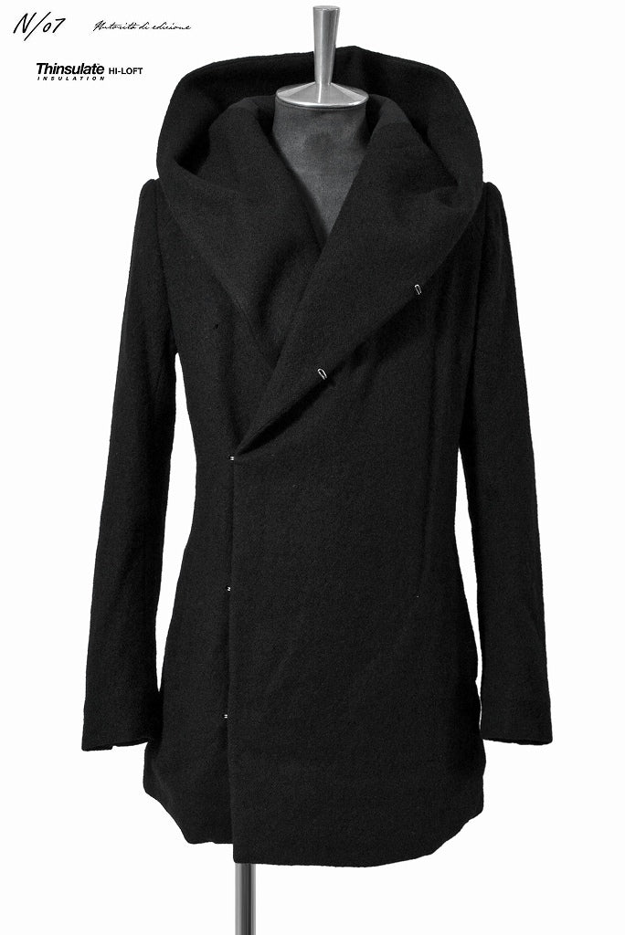 N/07 "tukang sulap" [wool filling | Thinsulate Hi-Loft hooded coat] (BLACK)