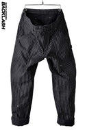 ISAMU KATAYAMA BACKLASH WIDE WORKER TROUSERS [ WABASH STRIPE ] (BLACK)