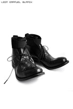 Load image into Gallery viewer, LEON EMANUEL BLANCK DISTORTION LACED MID BOOTS / GUIDI HORSE OILED (BLACK)