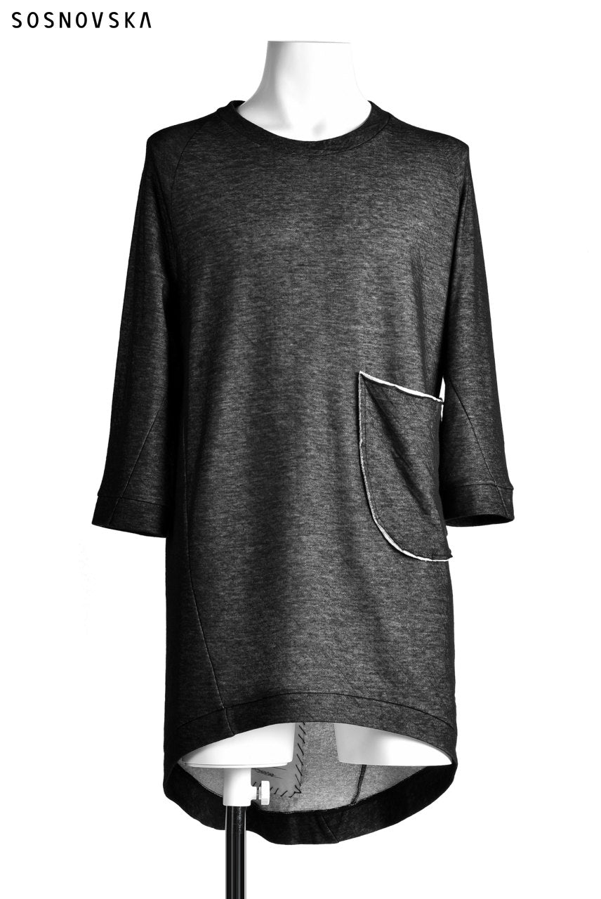 SOSNOVSKA exclusive DOUBLE JERSEY TOPS with PATCH DETAIL (BLACK×GREY)