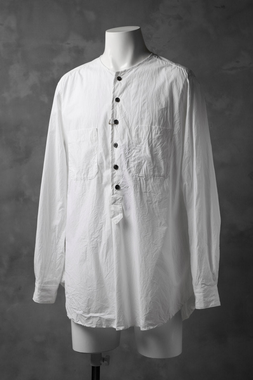 KLASICA SABRON HALF BUTTON PULLOVER SHIRT / TYPE-WRITER CLOTH (WHITE)